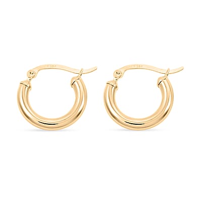 Pipe Plain 3x17mm Hoop Earrings in 10K Yellow Gold 1.1 Grams