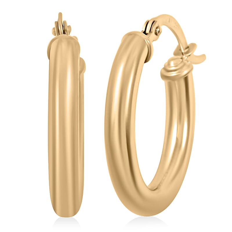 Pipe Plain 3x20mm Hoop Earrings in 10K Yellow Gold 1.3 Grams