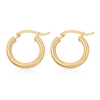 Pipe Plain 3x20mm Hoop Earrings in 10K Yellow Gold 1.3 Grams