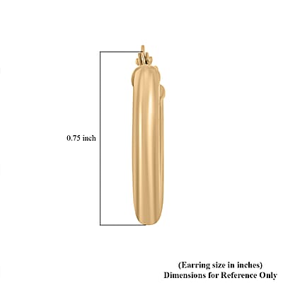 Pipe Plain 3x20mm Hoop Earrings in 10K Yellow Gold 1.3 Grams