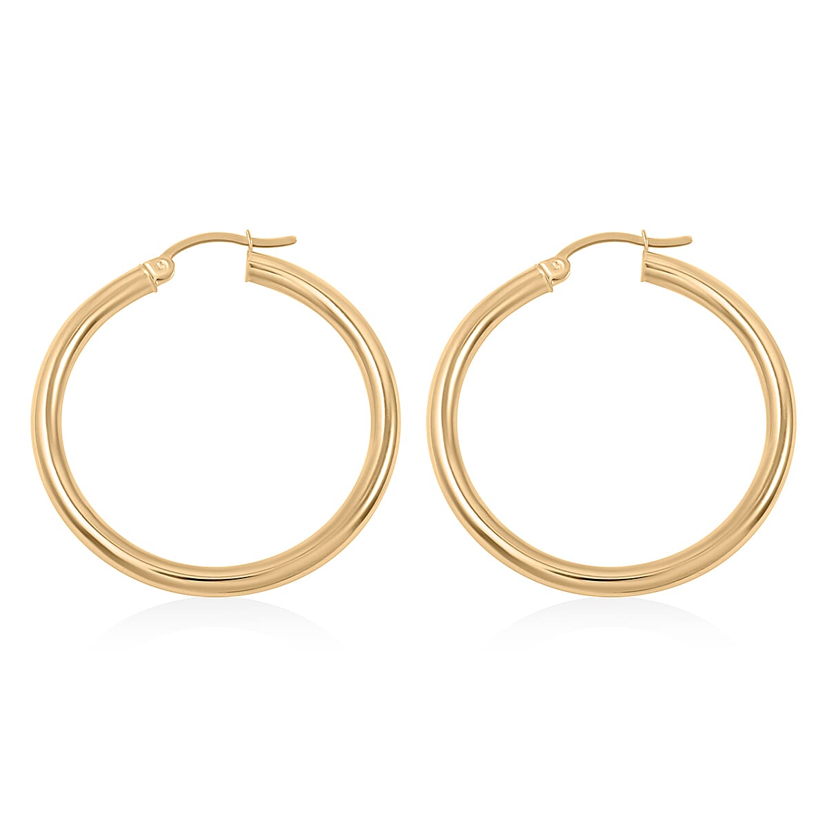 Pipe Plain 3x35mm Hoop Earrings in 10K Yellow Gold 2.1 Grams