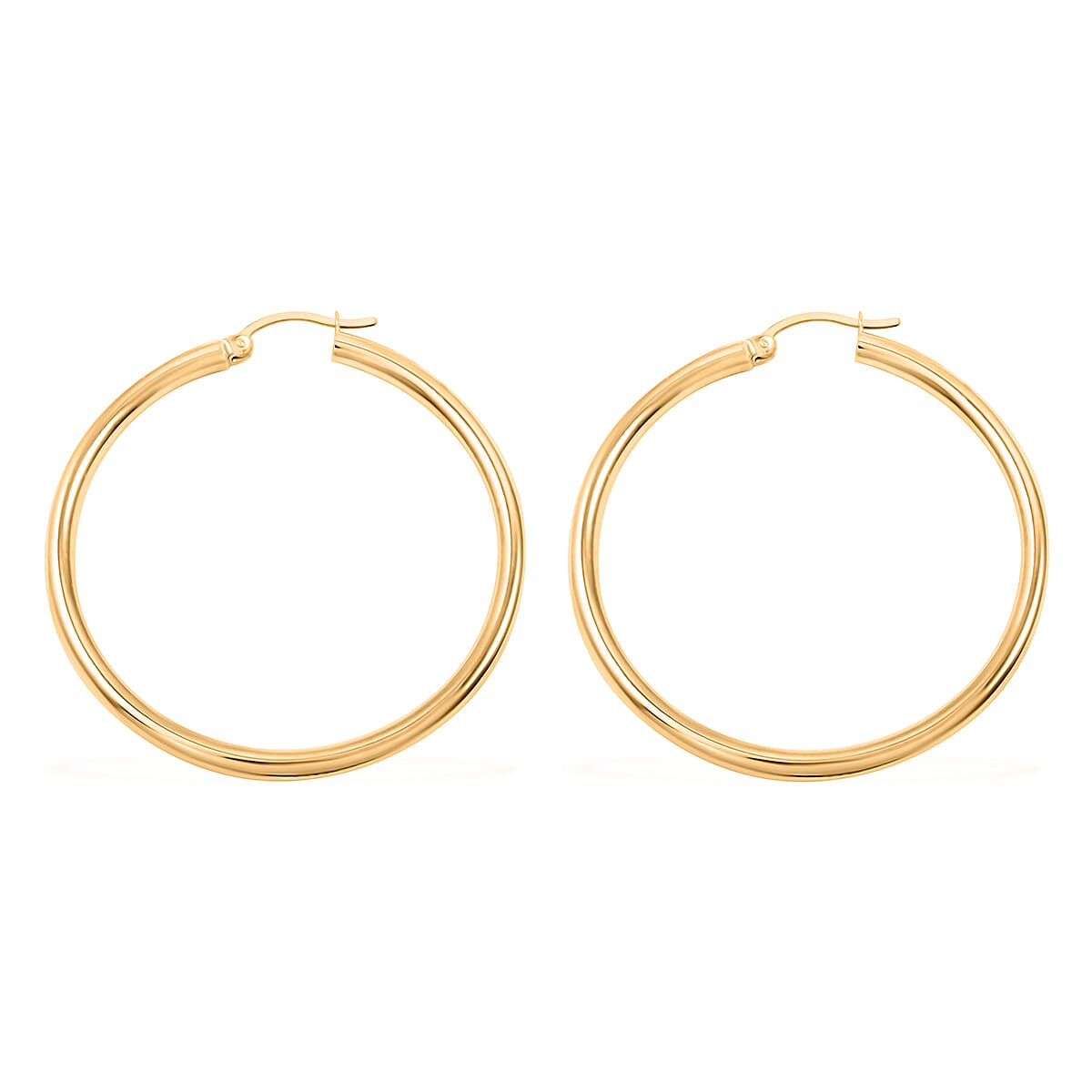 Pipe Plain 3x44.5mm Hoop Earrings in 10K Yellow Gold 2.9 Grams