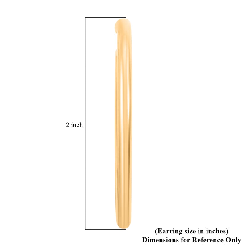 Pipe Plain 3x44.5mm Hoop Earrings in 10K Yellow Gold 2.9 Grams