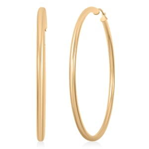 Pipe Plain 3x64mm Hoop Earrings in 10K Yellow Gold 4.1 Grams