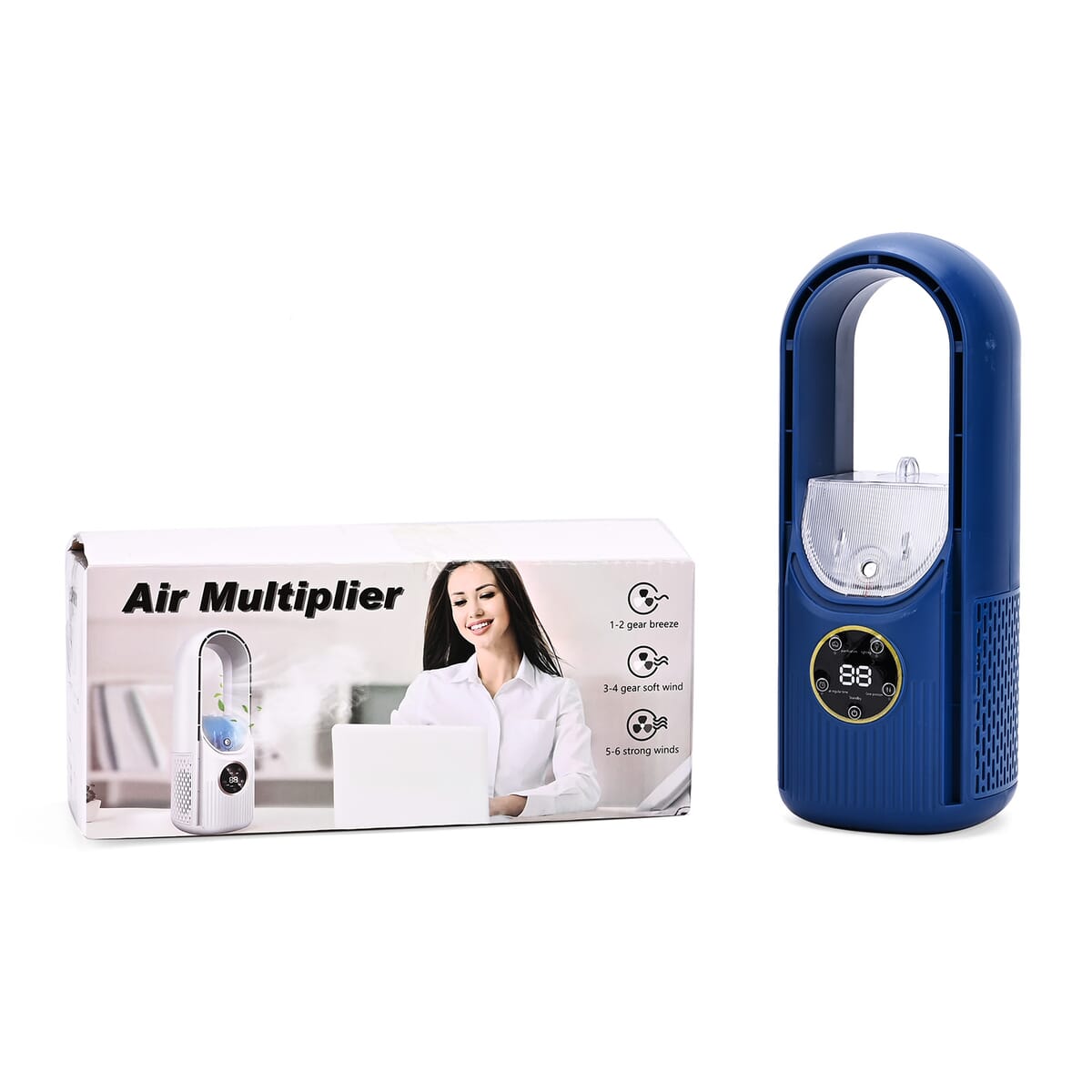 Blue Bladeless Fan with Humidification Purification 6hr Timing Fan image number 0