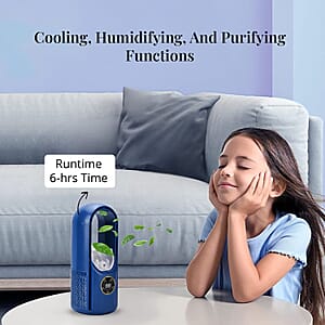 Blue Bladeless Fan with Humidification Purification 6hr Timing Fan