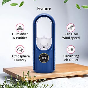 Blue Bladeless Fan with Humidification Purification 6hr Timing Fan
