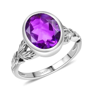 D'Joy Artisan Crafted Moroccan Amethyst 3.85 ctw Eternal Leaf Ring in Sterling Silver (Size 10.0)