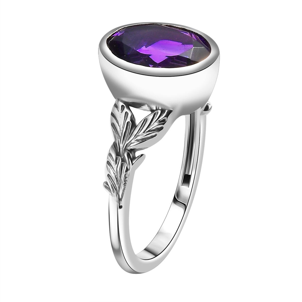 D'Joy Artisan Crafted Moroccan Amethyst 3.85 ctw Eternal Leaf Ring in Sterling Silver (Size 6.0) image number 3