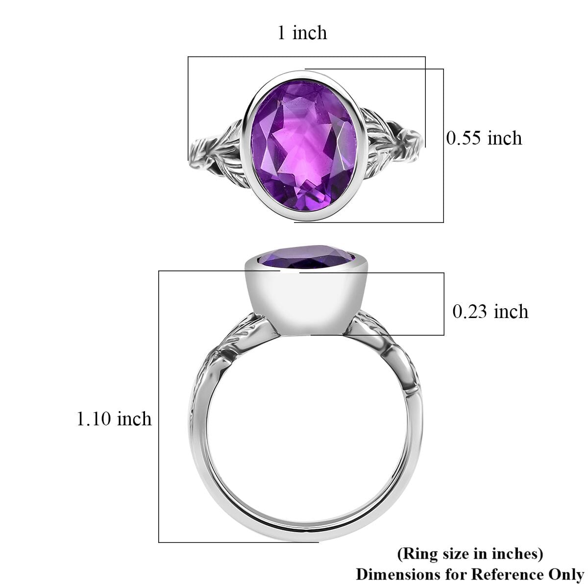 D'Joy Artisan Crafted Moroccan Amethyst 3.85 ctw Eternal Leaf Ring in Sterling Silver (Size 6.0) image number 5