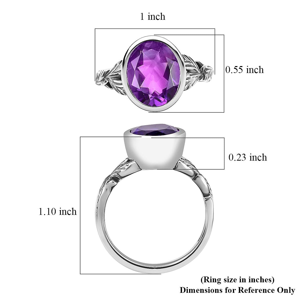 D'Joy Artisan Crafted Moroccan Amethyst 3.85 ctw Eternal Leaf Ring in Sterling Silver (Size 8.0) image number 5