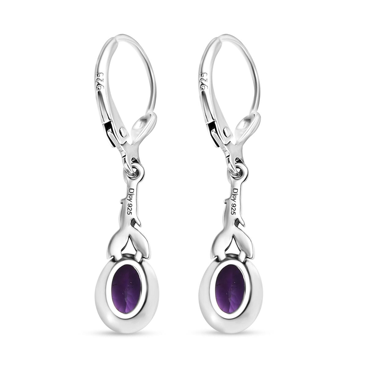 D'Joy Artisan Crafted Moroccan Amethyst 2.30 ctw Eternal Leaf Earrings in Black Oxidized Sterling Silver image number 3