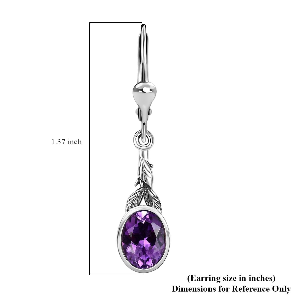 D'Joy Artisan Crafted Moroccan Amethyst 2.30 ctw Eternal Leaf Earrings in Black Oxidized Sterling Silver image number 4
