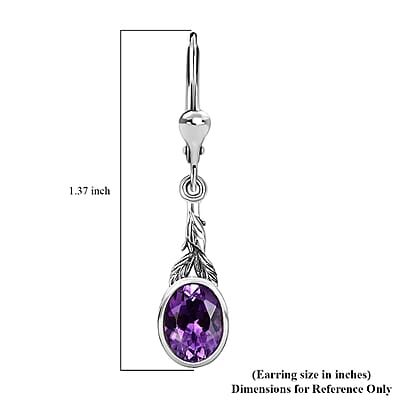 D'Joy Artisan Crafted Moroccan Amethyst 2.30 ctw Eternal Leaf Earrings in Black Oxidized Sterling Silver