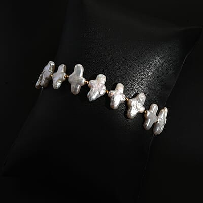 White Freshwater Pearl Bracelet in 18K Vermeil Yellow Gold Over Sterling Silver (7.25 In)