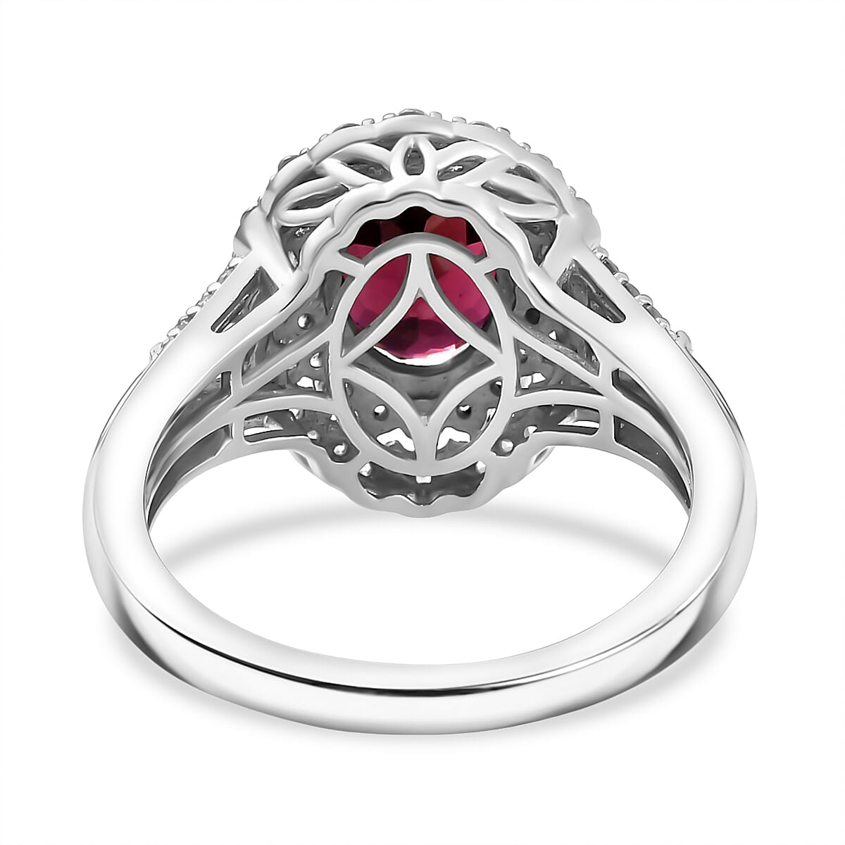 D'Joy Orissa Rhodolite Garnet and Multi Gemstone 3.25 ctw Water Ripples Ring in Rhodium Over Sterling Silver (Size 10.0)