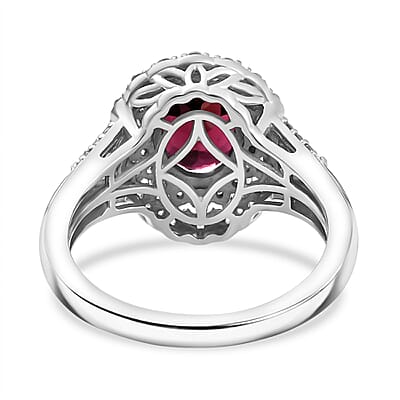 D'Joy Orissa Rhodolite Garnet and Multi Gemstone 3.25 ctw Water Ripples Ring in Rhodium Over Sterling Silver (Size 10.0)
