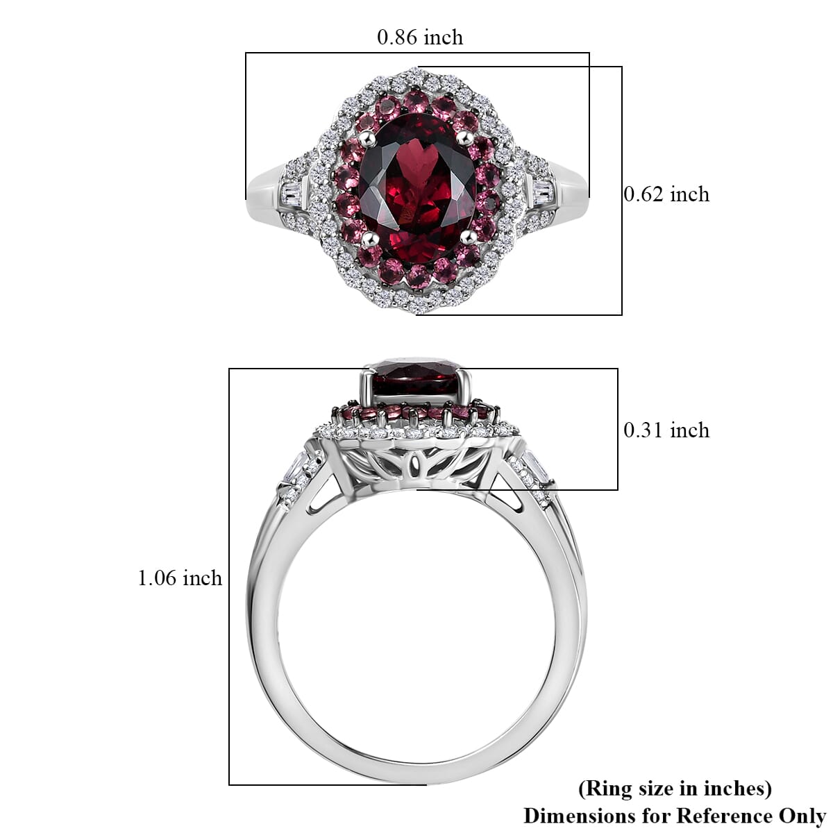 Steven's pick Orissa Rhodolite Garnet, Multi Gemstone Water Ripples Ring in Rhodium Over Sterling Silver (Size 10.0) (Del. In 10-12 Days) 3.25 ctw image number 5