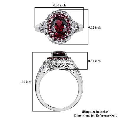 D'Joy Orissa Rhodolite Garnet and Multi Gemstone 3.25 ctw Water Ripples Ring in Rhodium Over Sterling Silver (Size 10.0)