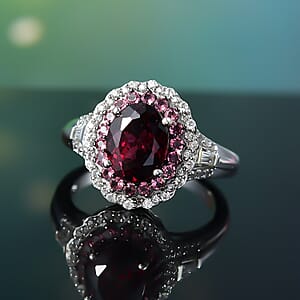 D'Joy Orissa Rhodolite Garnet and Multi Gemstone 3.25 ctw Water Ripples Ring in Rhodium Over Sterling Silver (Size 6.0)