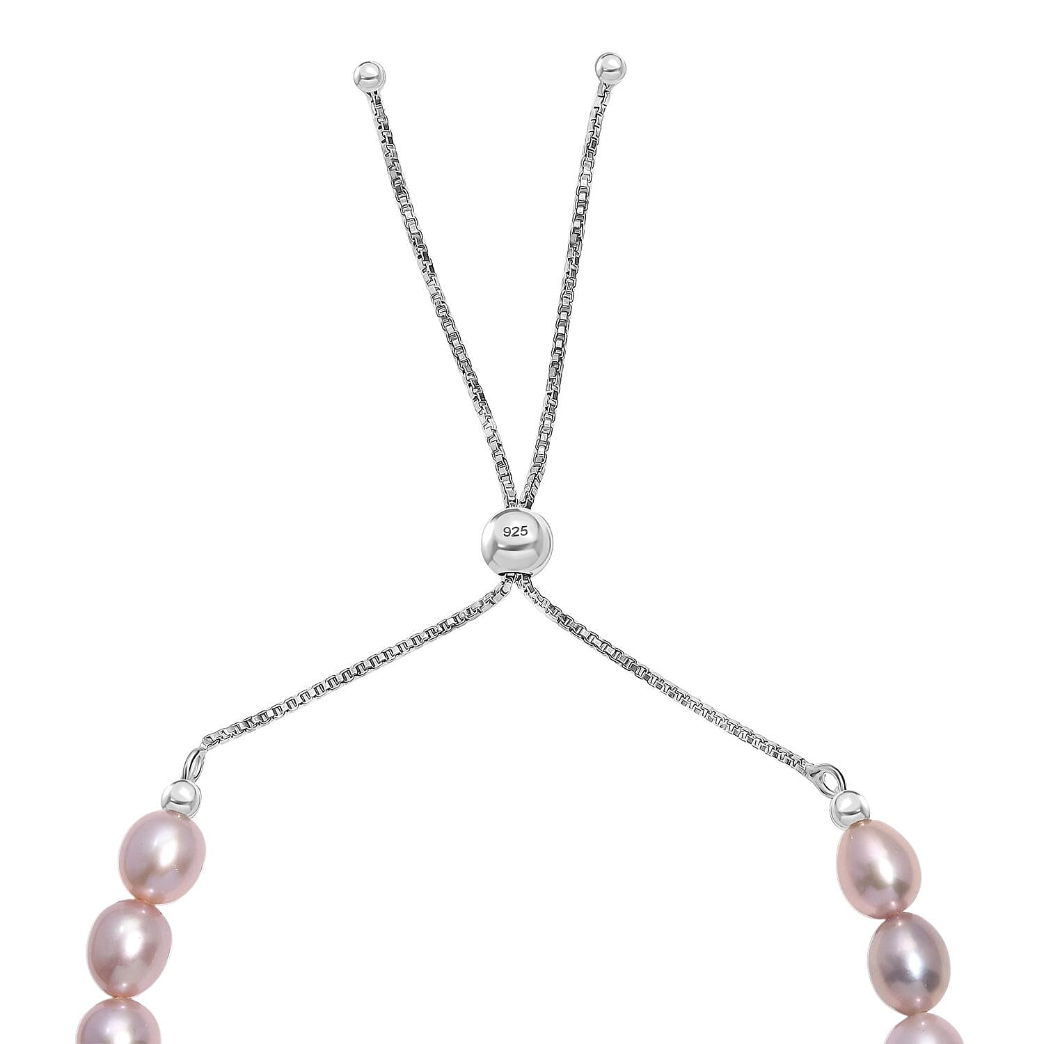 Lavender Pearl Bracelet in Rhodium Over Sterling Silver (10.50 In)
