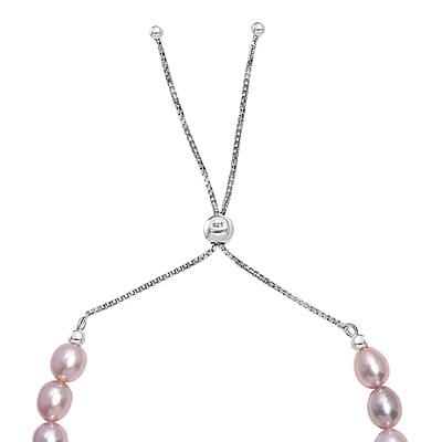 Lavender Pearl Bracelet in Rhodium Over Sterling Silver (10.50 In)
