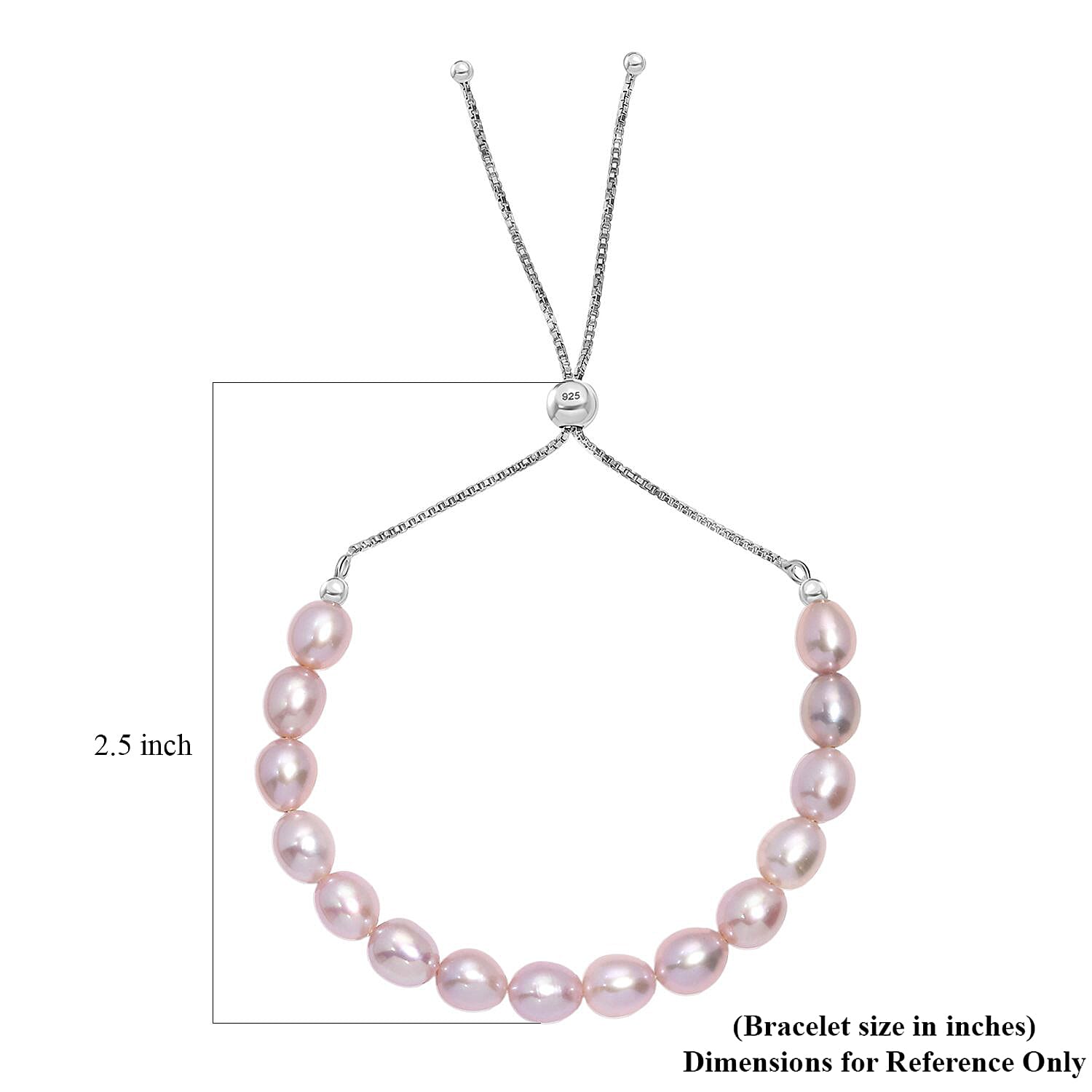 Lavender Pearl Bracelet in Rhodium Over Sterling Silver (10.50 In)