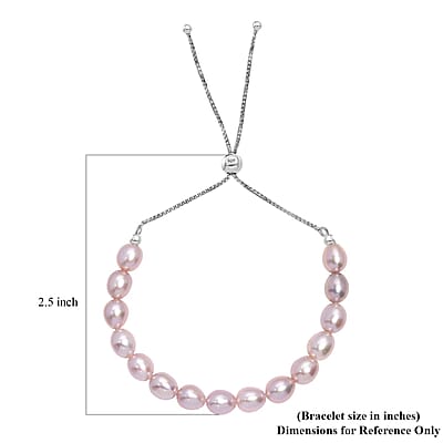 Lavender Pearl Bracelet in Rhodium Over Sterling Silver (10.50 In)