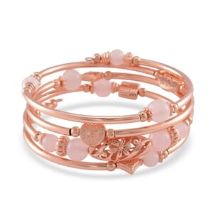Galilea Rose Quartz Beaded Wrap Bracelet in Rosetone (6.5-7In) 40.00 ctw