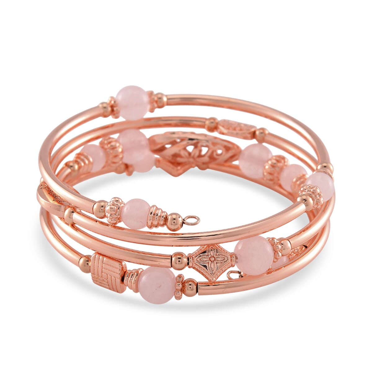 Galilea Rose Quartz Beaded Wrap Bracelet in Rosetone (6.5-7In) 40.00 ctw image number 3
