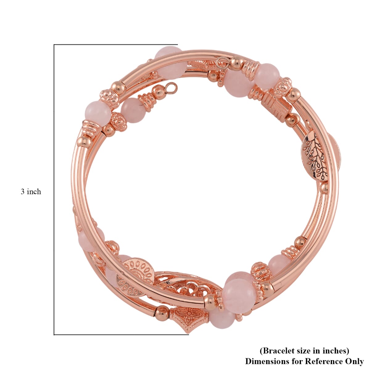 Galilea Rose Quartz Beaded Wrap Bracelet in Rosetone (6.5-7In) 40.00 ctw image number 4