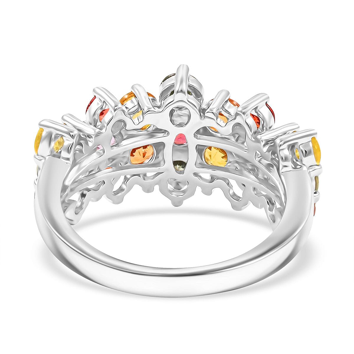 Rainbow Sapphire 3.15 ctw Ring in Rhodium Over Sterling Silver (Size 8.0)  image number 4