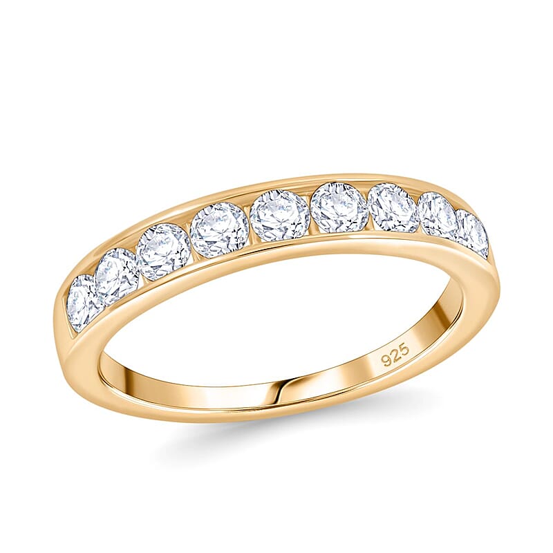 Moissanite 1.00 ctw Ring in 18K Vermeil Yellow Gold Over Sterling Silver (Size 9.0) 