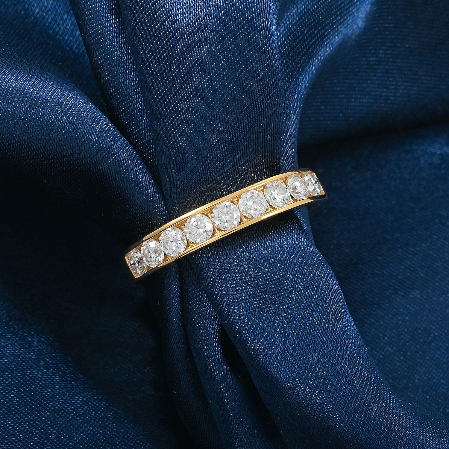 Moissanite 1.00 ctw Ring in 18K Vermeil Yellow Gold Over Sterling Silver (Size 9.0) 