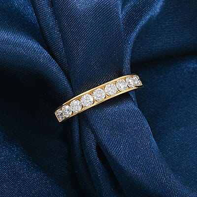 Moissanite 1.00 ctw Ring in 18K Vermeil Yellow Gold Over Sterling Silver (Size 9.0) 