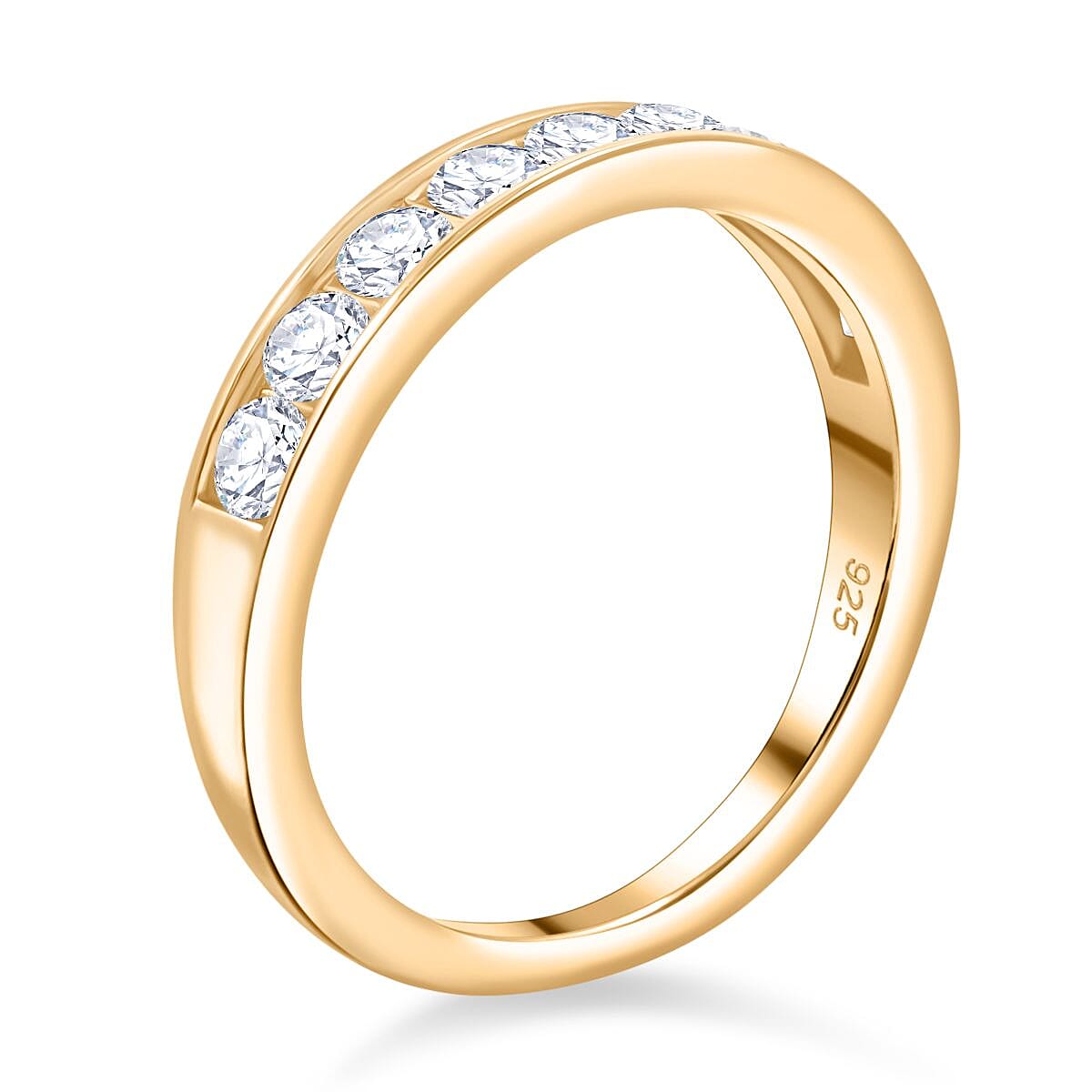 Moissanite 1.00 ctw Ring in 18K Vermeil Yellow Gold Over Sterling Silver (Size 9.0) 
