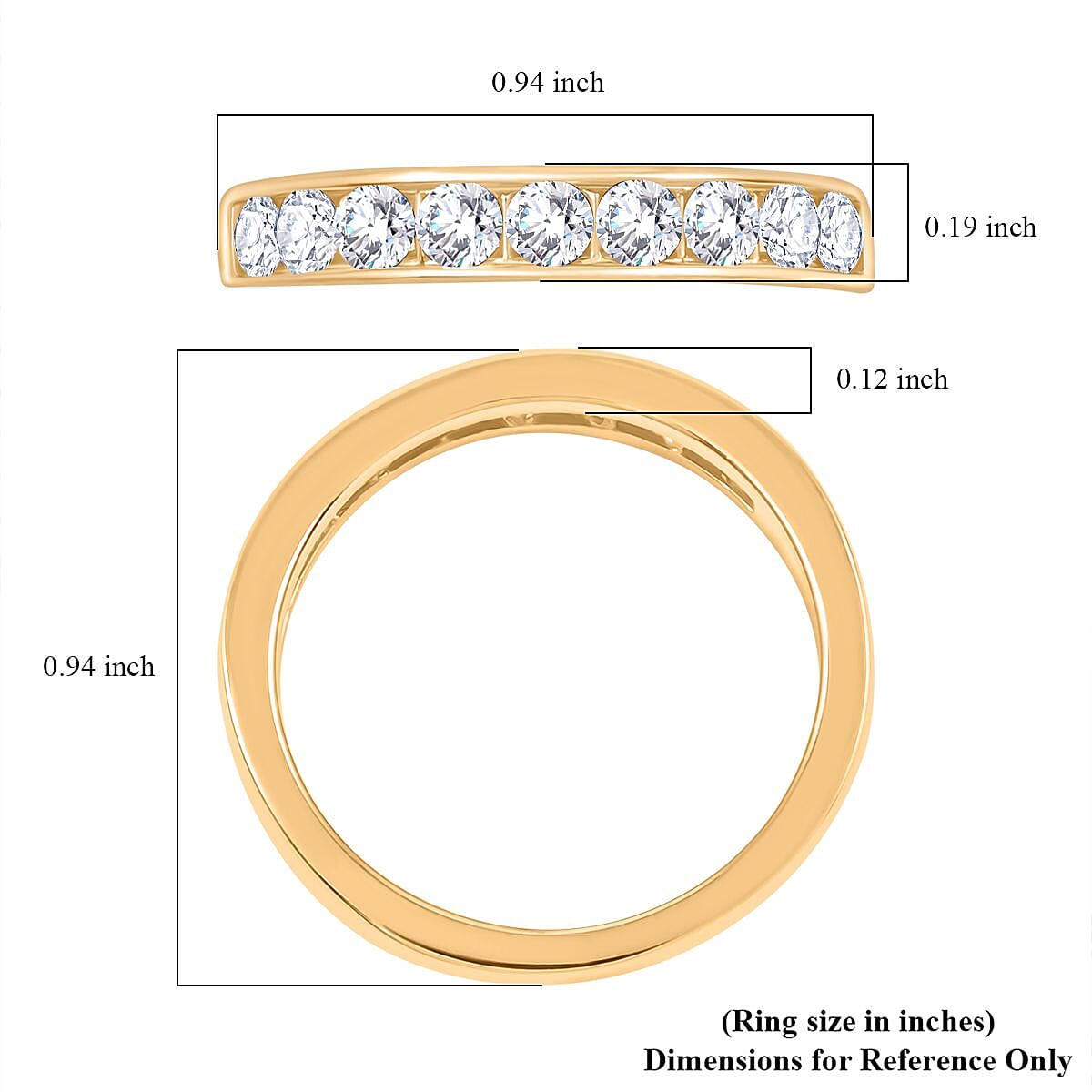 Moissanite 1.00 ctw Ring in 18K Vermeil Yellow Gold Over Sterling Silver (Size 9.0) 