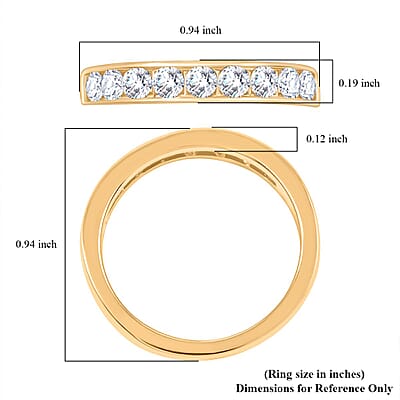 Moissanite 1.00 ctw Ring in 18K Vermeil Yellow Gold Over Sterling Silver (Size 9.0) 