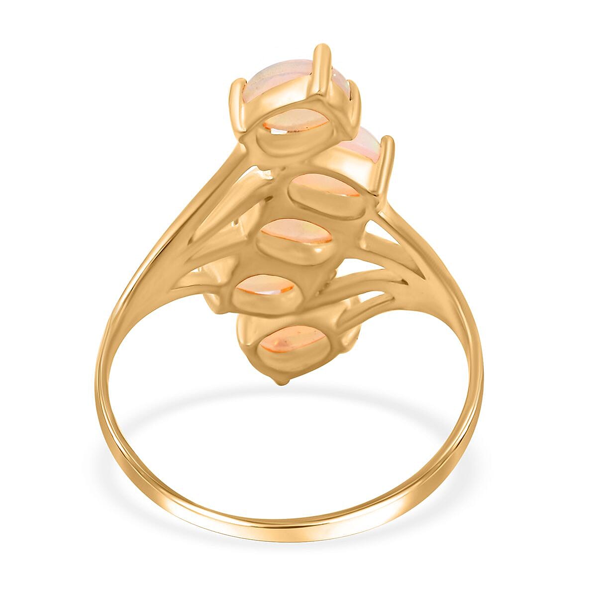 Premium Ethiopian Welo Opal 1.50 ctw 5 Stone Ring in Vermeil Yellow Gold Over Sterling Silver (Size 8.0)  image number 4