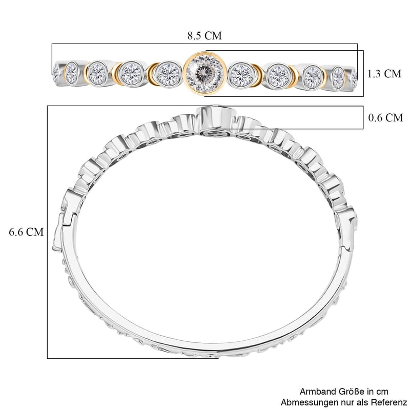 GP Moissanite and Kanchanaburi Blue Sapphire 6.83 ctw Bangle Bracelet in Sterling Silver (7.50 In)
