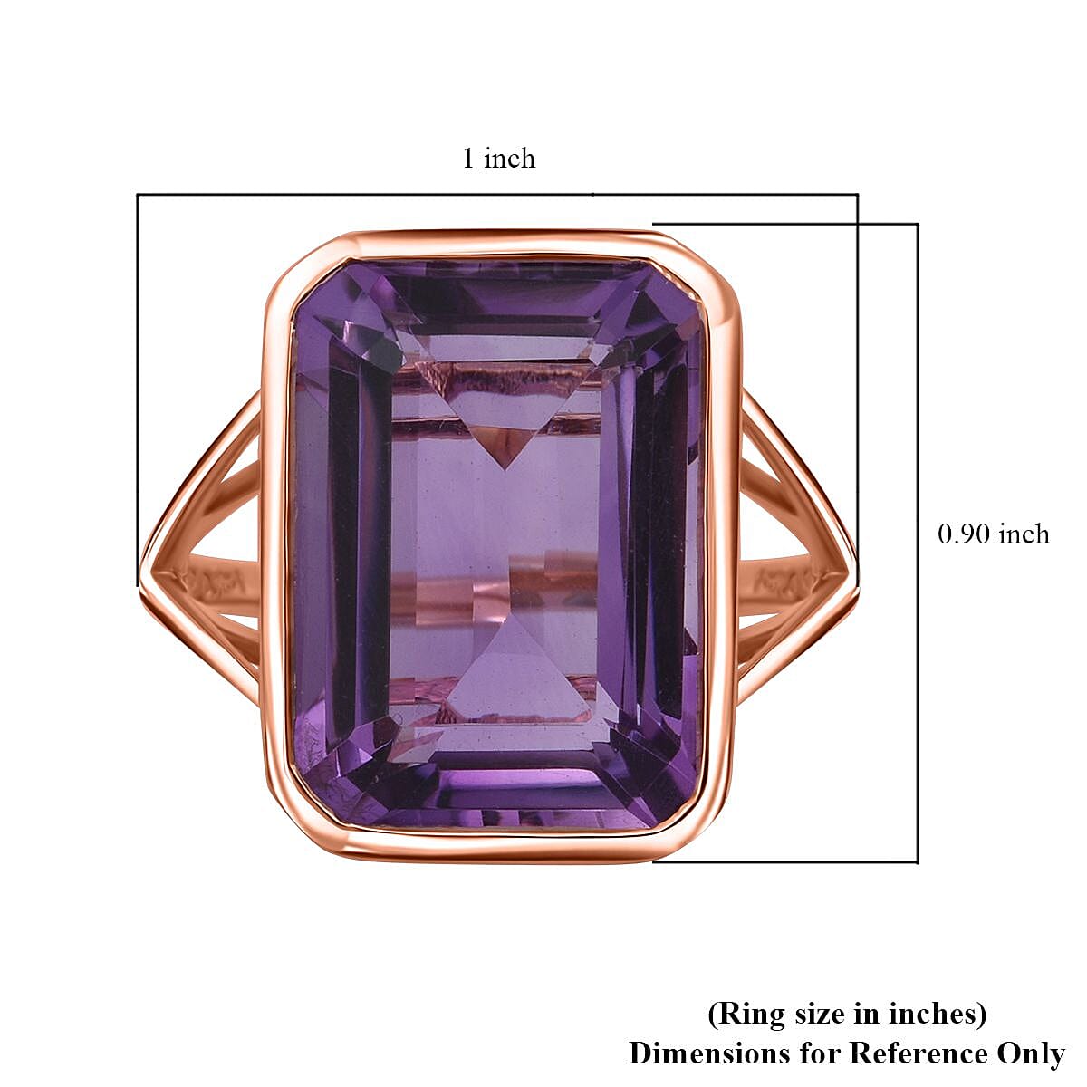 Rose De France Amethyst 15.65 ctw Ring in Vermeil Rose Gold Over Sterling Silver (Size 5.5) 