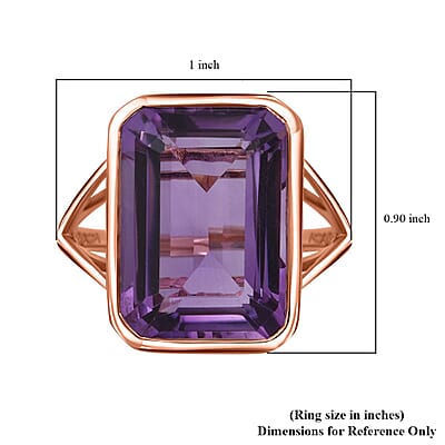 Rose De France Amethyst 15.65 ctw Ring in Vermeil Rose Gold Over Sterling Silver (Size 5.5) 