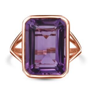 Rose De France Amethyst 15.65 ctw Ring in Vermeil Rose Gold Over Sterling Silver (Size 6.0) 