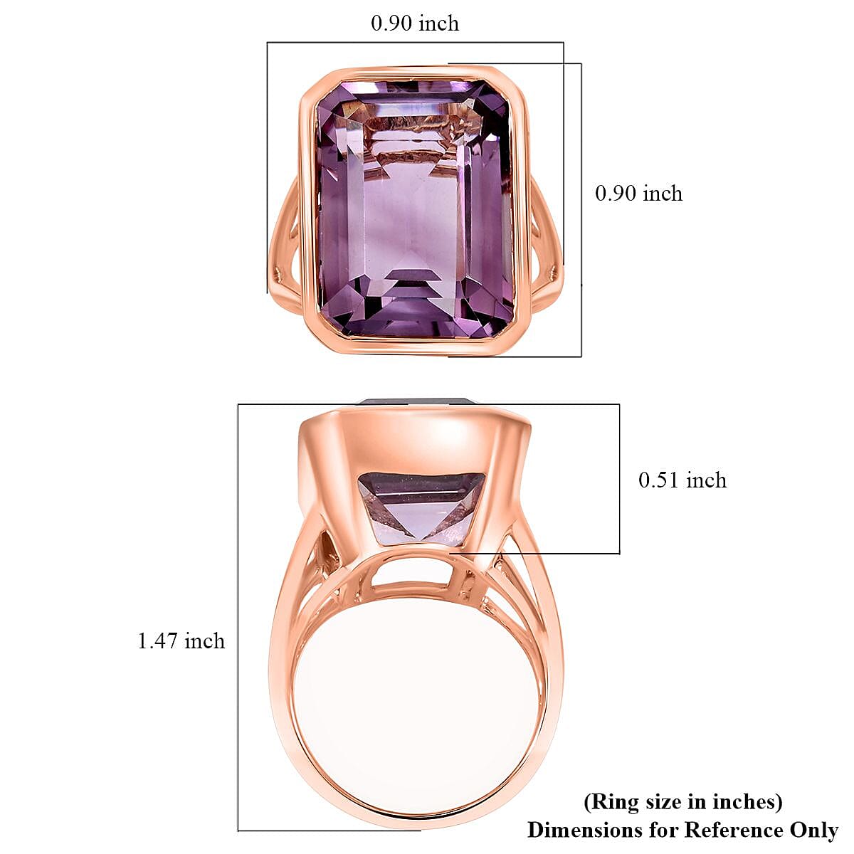 Rose De France Amethyst 15.65 ctw Ring in Vermeil Rose Gold Over Sterling Silver (Size 9.0)  image number 3