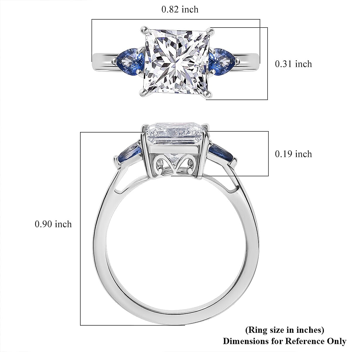 TLV 950 Platinum Luxuriant Lab Grown Diamond (E-F, VS), Ceylon Blue Sapphire Ring (Size 10.0) 2.40 ctw image number 5