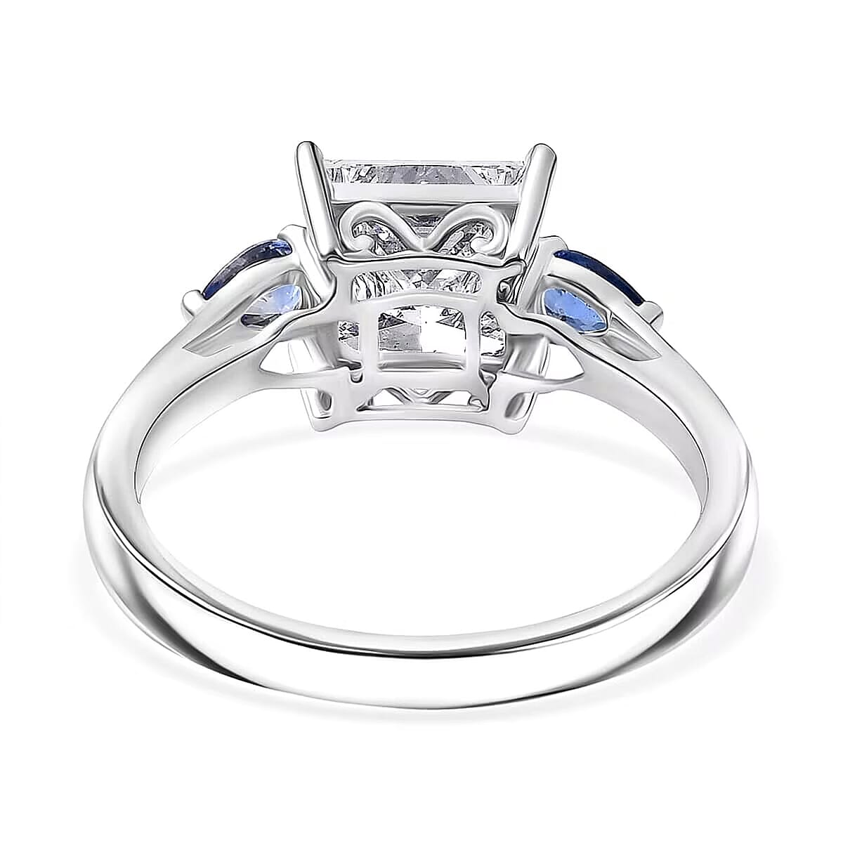 TLV 950 Platinum Luxuriant Lab Grown Diamond (E-F, VS), Ceylon Blue Sapphire Ring (Size 5.5) 2.40 ctw image number 7