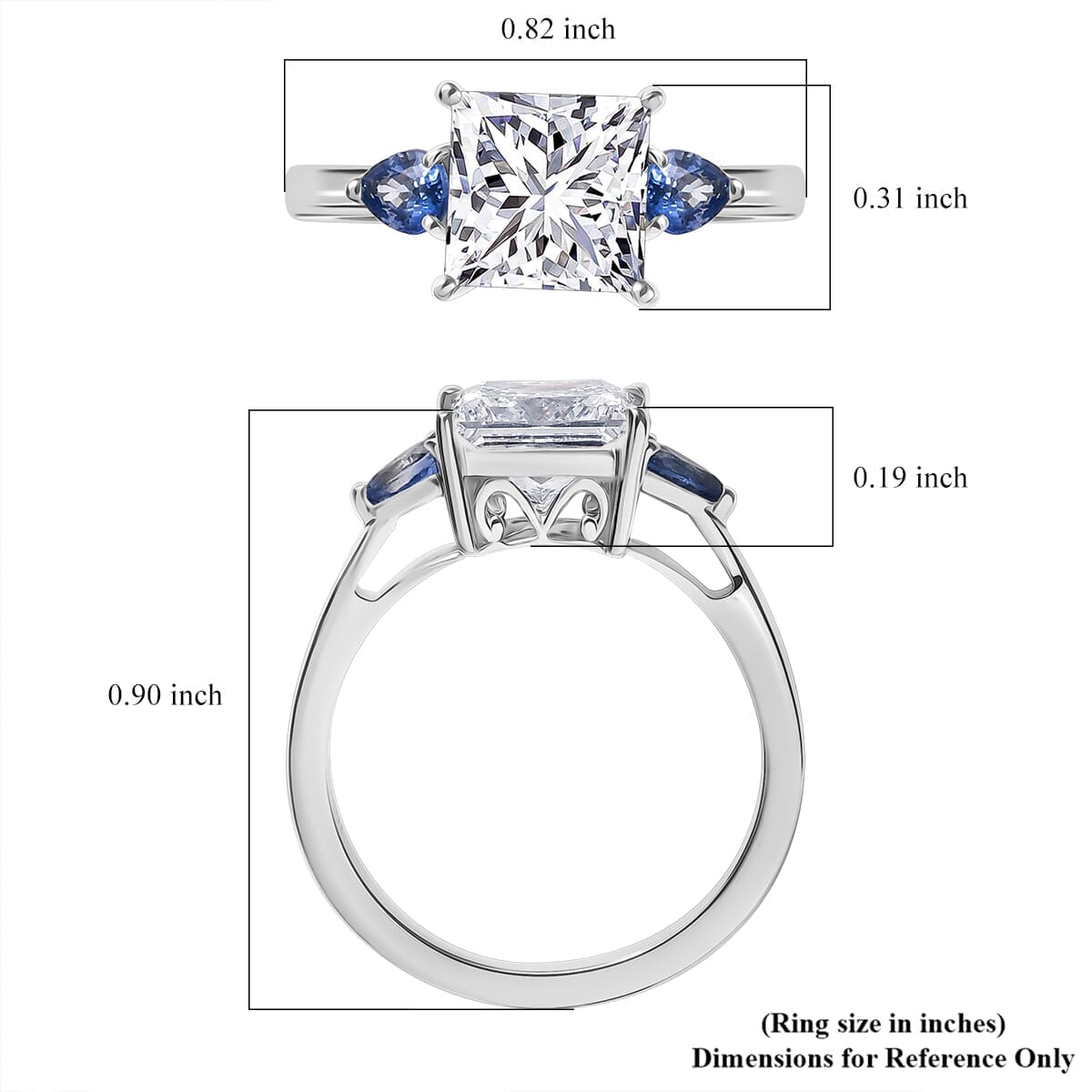 Luxuriant Lab Grown Diamond E-F VS and Ceylon Blue Sapphire 2.40 ctw Solitaire Ring in 950 Platinum image number 5