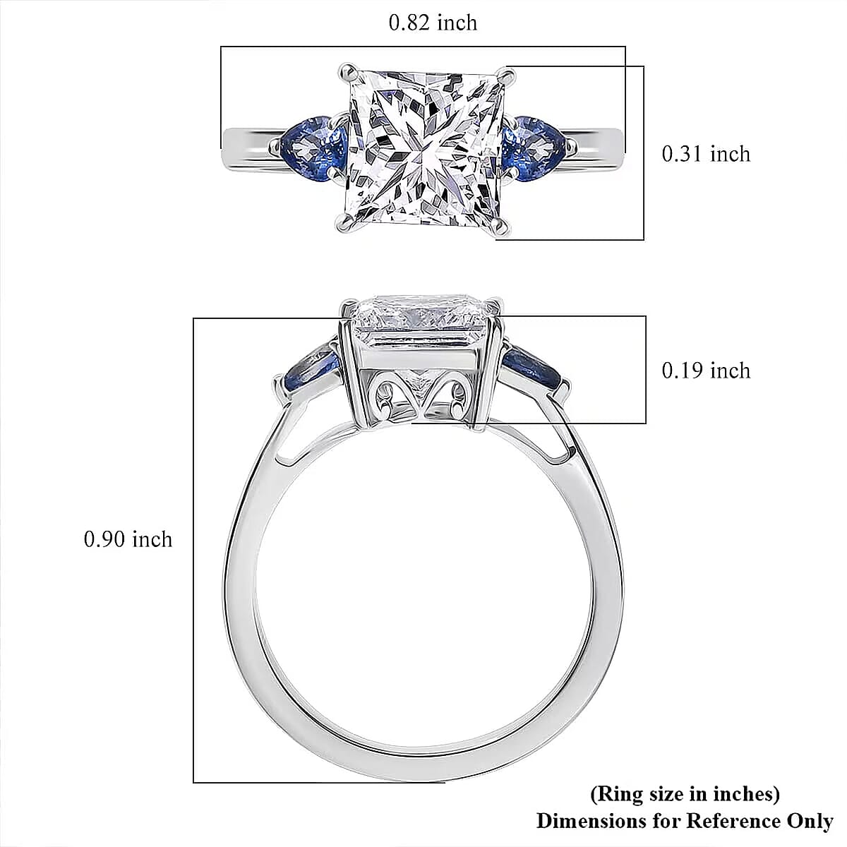 TLV 950 Platinum Luxuriant Lab Grown Diamond (E-F, VS), Ceylon Blue Sapphire Ring (Size 9.5) 2.40 ctw image number 6