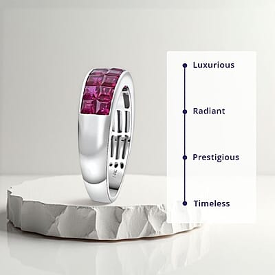 Luxoro AAA Royal Ruby Band Ring in 14K White Gold 2.90 ctw (Size 10.0)