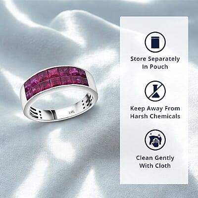 Luxoro AAA Royal Ruby Band Ring in 14K White Gold 2.90 ctw (Size 10.0)